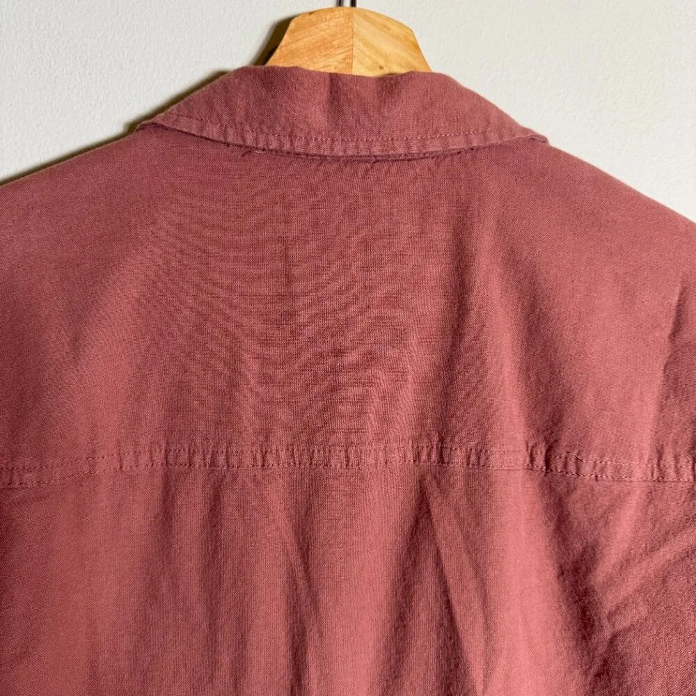 Abercrombie & Fitch Long Sleeve Button Down Collared Shirt Dress Women's XLT Red - Picture 12 of 14